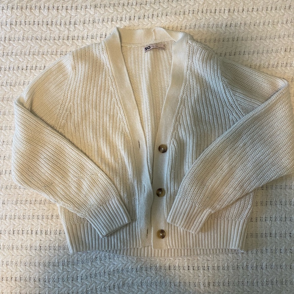 White cropped button down cardigan